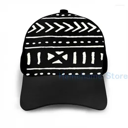 Czapki kulowe moda afrykańska tkanina błotna czarno -biała czapki koszykówki kobiety graficzne graficzne druk unisex dla dorosłych kapelusz