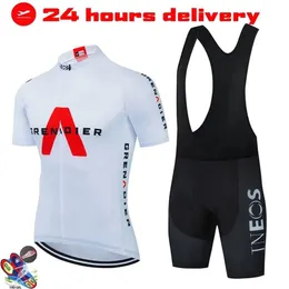 ホワイトイネオス自転車チーム半袖Maillot Ciclismo Men Cycling Jersey Summer Summer Summable Cycling Clothing Sets 2204202320