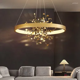 Żyrandole nowoczesne luksusowe sufit żyrandol jadalnia dom do dekoracji miedzi oświetlenie sypialnia wisząca światła Living LED Lampa wisiorka
