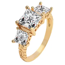 18K Gold Plated Water Diamond Trilogy Princess 1.85Ct Engagement Ring