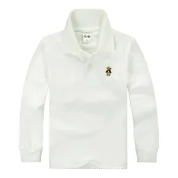 Polos hoppande mätare gamla barn Polo skjortor Spring Boys Långärmad solid färg full bomulls lapel knappar skola tonåring kläder 14 år 231122