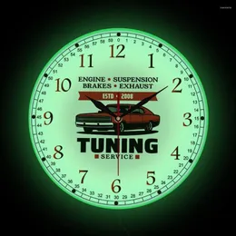 Wall Clocks Auto Repair Turing Service Modern Design Clock With LED Backlight Garage Electronic Advertisement Sign Luminous