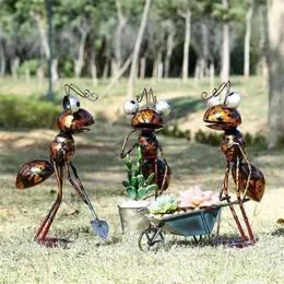 Escultura de formiga de 13 polegadas, desenho animado de ferro com balde removível, decoração de jardim ou mesa, suculentas, vaso de flores, armazenamento de berloque 210924241c
