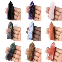 Totalt 46 Komplett variation grov polerad kvarts pelare konstprydnader Energigen trollstav läkning Gemstone Tower Natural Crystal Point Pwtxo