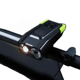 Lâmpada de bicicleta recarregável usb com chifre 2 led luz frontal 6 modos de iluminação farol de ciclismo camping lanterna à prova d'água212d