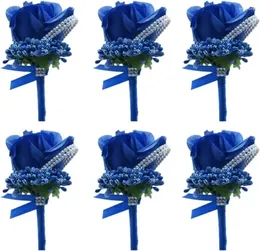 Dekoratif Çiçekler 6pcs Yapay Boutonniere Gelin Korsage Gül İpek Çiçeği Düğün Prom Partisi için Pim ve Klipli