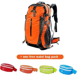 アウトドアパック35L折りたたみ可能なハイキングバックパック軽量旅行屋外キャンプデイパックウエストバッグパック、オレンジ