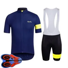 Mens Rapha Team Cycling Jersey bib shorts Conjunto de roupas de corrida de bicicleta Maillot ciclismo verão secagem rápida MTB roupas de bicicleta Sportswea307O