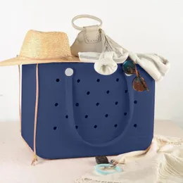 저장 가방 1PCS 초대형 비치 가방 여름 EVA 바구니 여성 실리콘 토트 구멍 통기성 주머니 쇼핑