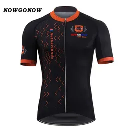 Män 2017 Cycling Jersey Nederländerna National Team Flag Black Dutch Holland Klädcykel Wear Racing Riding MTB Road Sportwear217K