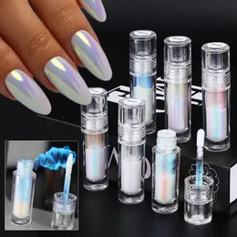 Pós acrílicos líquidos 6 cores Aurora Metálico Líquido Prego Glitter Conjunto Pequeno Tubo Luar Brilhante Cromo Pigmento Pó Profissional Salão Manicure 231121