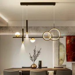 Luzes pendentes LED minimalistas modernas com controle de lâmpada de controle remoto para a mesa de jantar da sala de jantar, lustre de decoração de lustres