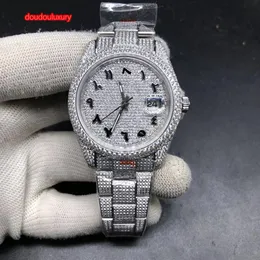 Orologio alla moda popolare da uomo in argento con diamanti Hip Hop Rap Style Orologi Orologio meccanico automatico con scala numerica araba252d