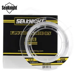 Braid Line SeaKnight 50M 100M 100% Giappone Materiale 3-100LB Fluorocarbon Fishing Lines Leader in fibra di carbonio Fly Line Fast Sinking Carp Fishing 230421