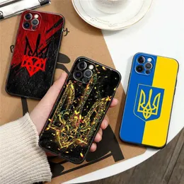 حالات الهاتف الخليوي ucrnia ucraniano bandeira preta silicone caso de telefone para o iphone 12 11 14 14