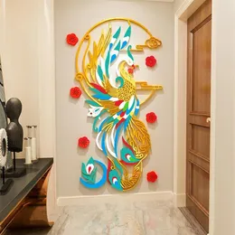 Muurstickers Chinese Klassieke DIY Phoenix Acryl Sticker 3D Stereo Woonkamer Entree Restaurant Achtergrond Layout258u