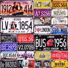 Metal Tin Signs Car Number License Plate Plaque Poster Bar Club Wall Garage Home Vintage Decor Tin Sign Iron Painting Metal Sign H191m