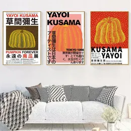Paintings Yayoi Kusama Artwork Exhibition Posters And Prints Pumpkin Wall Art Pictures Museum Canvas Painting For Living Room Home245Y