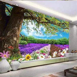 3D壁画の壁紙美しい大きな木の花の花の風景絵画リビングルーム寝室背景壁飾り壁紙238T