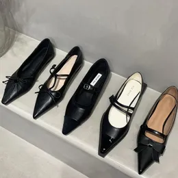 Dress Shoes Bailamos Brand Spring Flats Fashion Bowknot Casual Loafers Pointed Toe Shallow Slip On Ladies Elegant Ballerina 230421