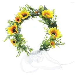 Fiori decorativi Girasole Capelli Fiore Fascia per ragazze Ghirlanda Copricapo Accessori donna Matrimonio Copricapo floreale Fasce per sposa Po