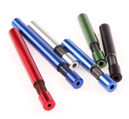 Multi Colors Spring Mouth Metal Smoking Pipe aluminium one hitter with spring bats can clean itself