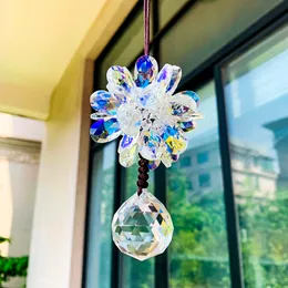 ديكورات حديقة AB لون الفاوانيا زهرة الكريستال المنشورات سيارة قلادة Suncatcher صانع قوس قزح السيارات معلقة الحلي الخلفية ديكور مرآة الرؤية الخلفية 230422