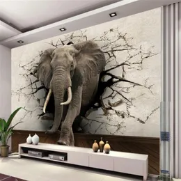 3d wallpaper elephant mural TV wall background wall living room bedroom TV background mural wallpaper for walls 3 d196M