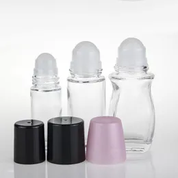 30ml 50ml Clear Glass Roll On Bottle Essential Oil Perfume Bottle Travel Dispenser Bottle Glass Roller Ball PP Cap Rmrdm