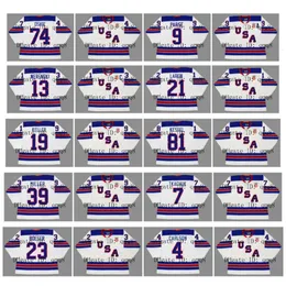 2010 2016 2016 빈티지 팀 미국 저지 74 TJ Oshie 88 Patrick Kane 9 Zach Parise 13 Werenski 21 Dylan Larkin 8 Joe Pavelski White Custom Rare