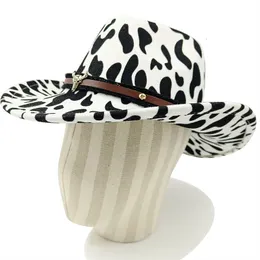 Breda brimhattar hink cowboy hatt fallwinter ko mönster fedora fördubblar förtjockad curling tjurhuvud unisex jazz 230421