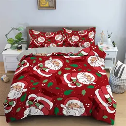 Conjuntos de cama Red Christmas Theme Duvet Cover Cartoon Santa Claus Set Crianças Meninos Meninas Adultos Presentes Boas Festas Atmosfera Decoração 231122