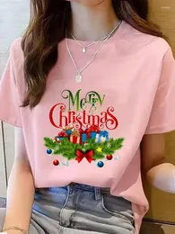 Camiseta feminina presente adorável tendência bonito natal moda camisa roupas férias impressão topo feminino feminino gráfico camiseta senhoras roupas