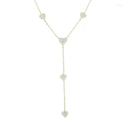 سلاسل عالية الجودة مثيرة القلب سحر طويل Y Lariat Necklace Micro Pave Clear CZ Link Chain Womate Womate Loving Hight