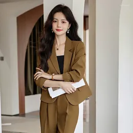 Women's Two Piece Pants Autumn Pant Suits Women Fashion Temperament Luxury Commuter Office Lady Occupation Blazer Jacket Loose 2pcs Matching