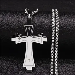 Pendant Necklaces Stainless Steel Christian Cross Choker Necklace Women/Men Big Jewelry Colgante Acero Inoxidable N4294S05