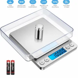 Escala de cocina digital 3000g/ 0.1g, escala de alimentos de bolsillo 6 unidades de conversión GRAM ESCALE con 2 bandejas LCD, Tare Reptile Herb Scale