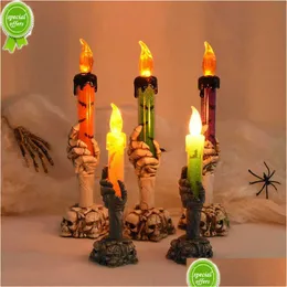 Other Event & Party Supplies New Halloween Led Candle Light Skl Ghost Hand Smokeless Horror Props Party Decoration Supplies Childrens Dhgyu