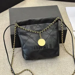 Mini-Crossbody-Damen-Umhängetasche, 22 cm, schwarz, beschriftet, Luxus-Designer-Tasche, Gold-Hardware, Kaviar-Leder, gesteppte Handtasche, klassische Hand-Gürteltasche, Schlüsseltasche, 20 cm