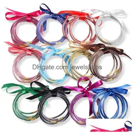 Jelly Glitter Bracelets Jelly Fashion Bangles For Women Trendy Filled Plastic Bow Knot Ribbon Girls Party Gifts Sile Jewelry Drop Deli Dhdf1