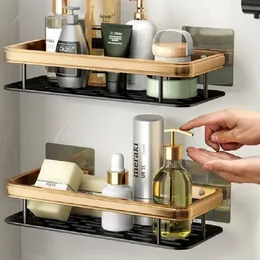 Bathroom Shelves Bathroom Shelves No-drill Corner Shelf Shower Caddy Storage Rack Shampoo Holder Toilet Organizer Bathroom Accessories Set 230422