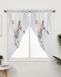 Curtain Soccer Player Football Sport Window Treatments Curtains For Living Room Bedroom Home Decor Triangular