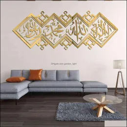 Adesivi murali Casa Giardino Decorativo Specchio islamico 3D Adesivo acrilico Musulmano Murale Soggiorno Decorazione artistica Decor 1112 Goccia Del307S