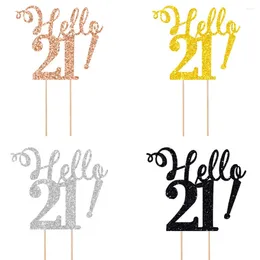 Party Supplies Hello 21 30 40 50 80 Handskrivning Cake Toppers Gold Silver Black Age Ceremony Decoration Happy Birthday