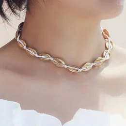 Hänghalsband vintage etnisk stil kvinnor halsband mode vävt handgjorda skal kort choker charm tjej present gata tillbehör krage