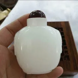 Garrafas raras chinesas de 3,0 polegadas mestre esculpidas à mão garrafa de rapé de jade branco
