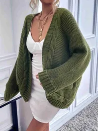 Abito a due pezzi Cardigan casual taglie forti da donna Cavo solido Manica lunga aperta sul davanti con tascaTop invernali autunnali 2023 NUOVO 32M723L231122