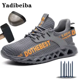 Vestido tênis de aço de aço trabalha para homens homens segurança botas leves tênis respiráveis ​​Construção unissex 230421
