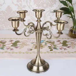 Metalowe świece ślubne 5-ramię 3-ramię stojak na świeca dekoracja Candelabra Centralpiece Candlestick Decor Crafts Silver Gold343b