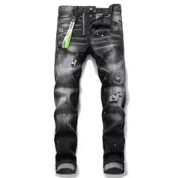 Qnpqyx ny designer jeans mens byxor linne byxor hip hop män jeans orolig rippad cyklist smal fit motorcykel denim för män